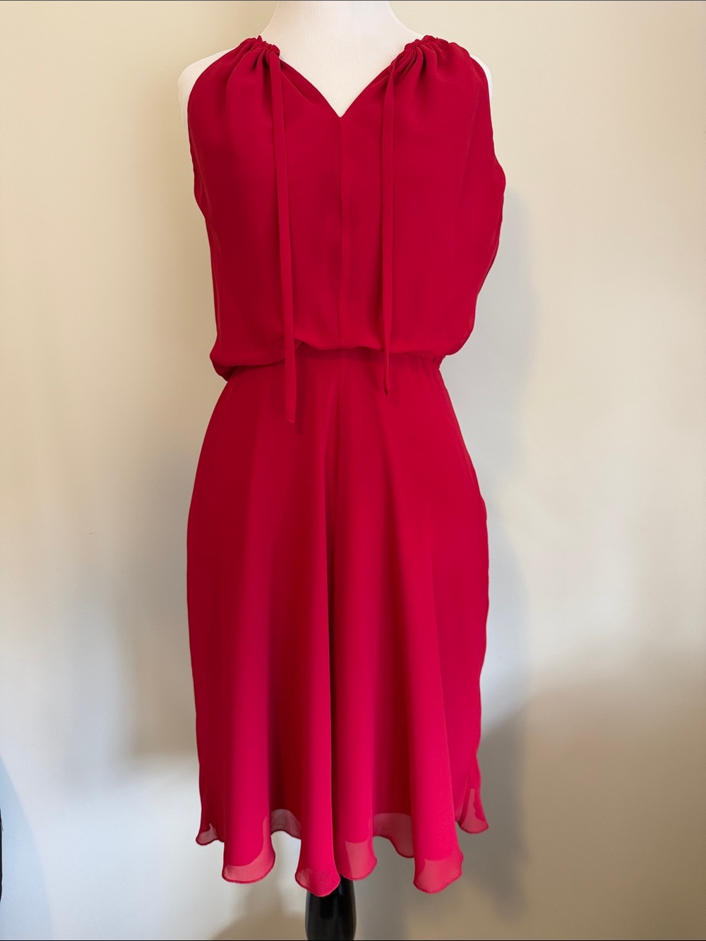 Banana Republic Factory Red Tie-Neck Sleeveless Midi Dress